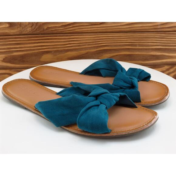 Old Navy Size 10 Sandal Slide Green‎ Fabric Women M - Picture 3 of 9